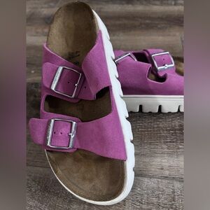 Birkenstock Papillio Arizona Chunky Suede Sandals | Fuchsia Tulip | Size 41